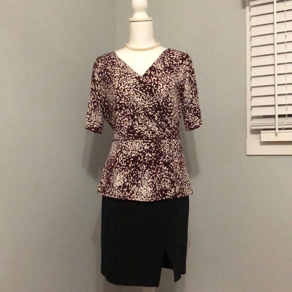 2/ $15 Ann Taylor Burgundy/White Blouse